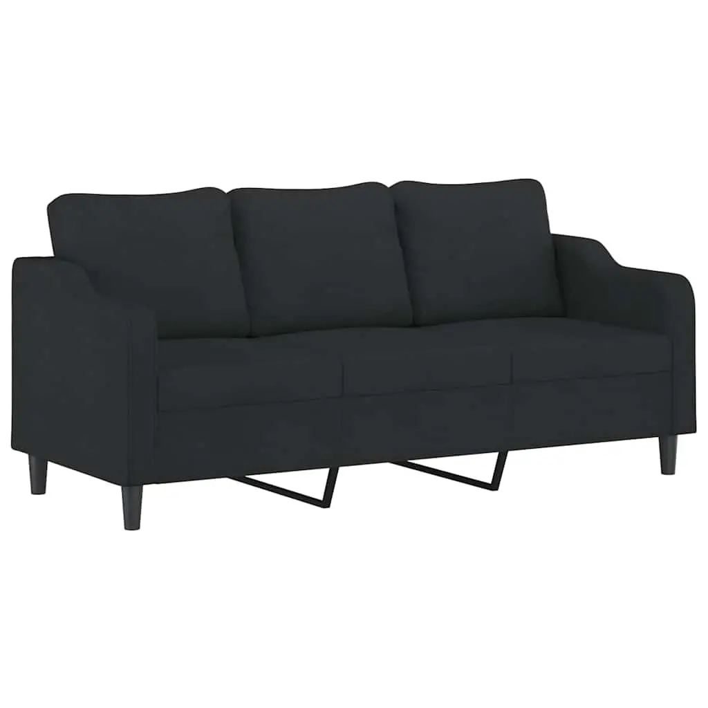 2 Piece Sofa Set with Cushions Black Fabric Lounge Seating Living Room Couch