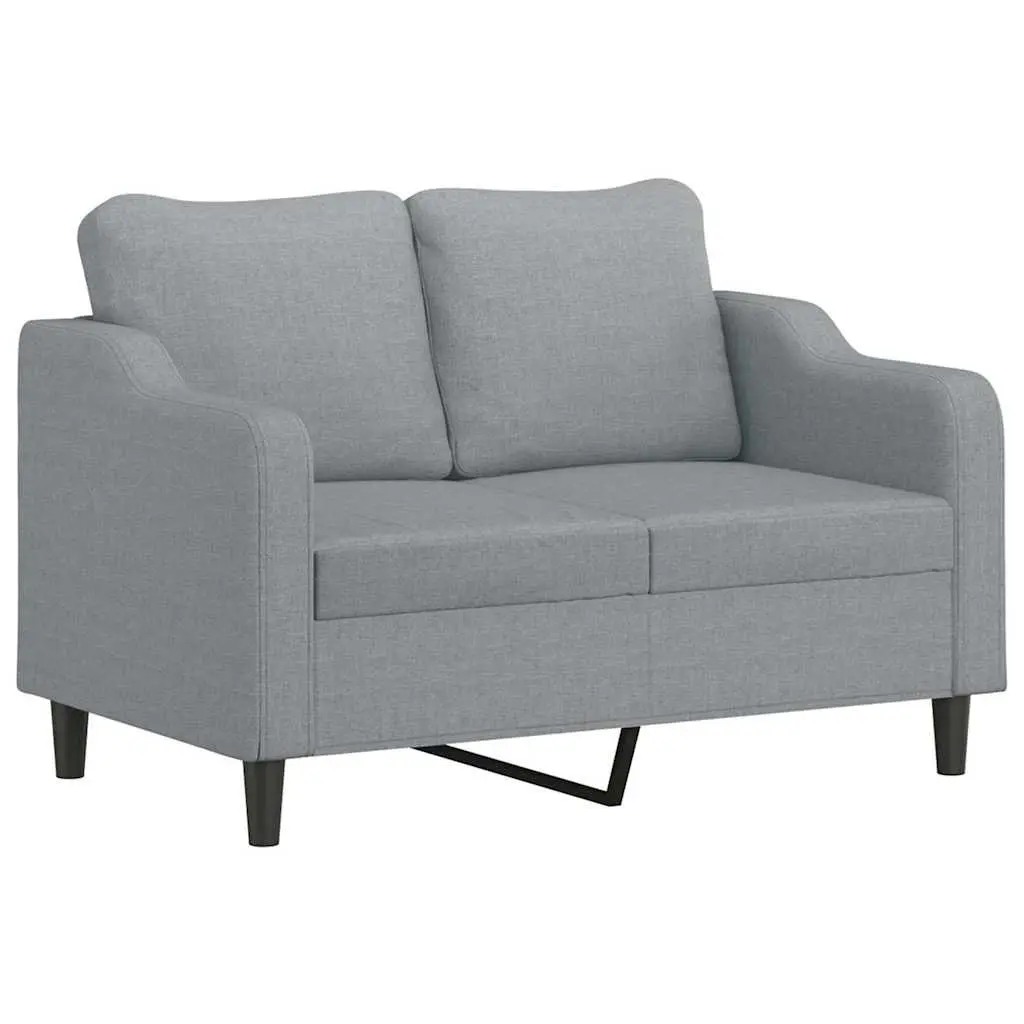 3 Piece Sofa Set with Footstool Padded Grey Fabric Living Room Lounge Pillows