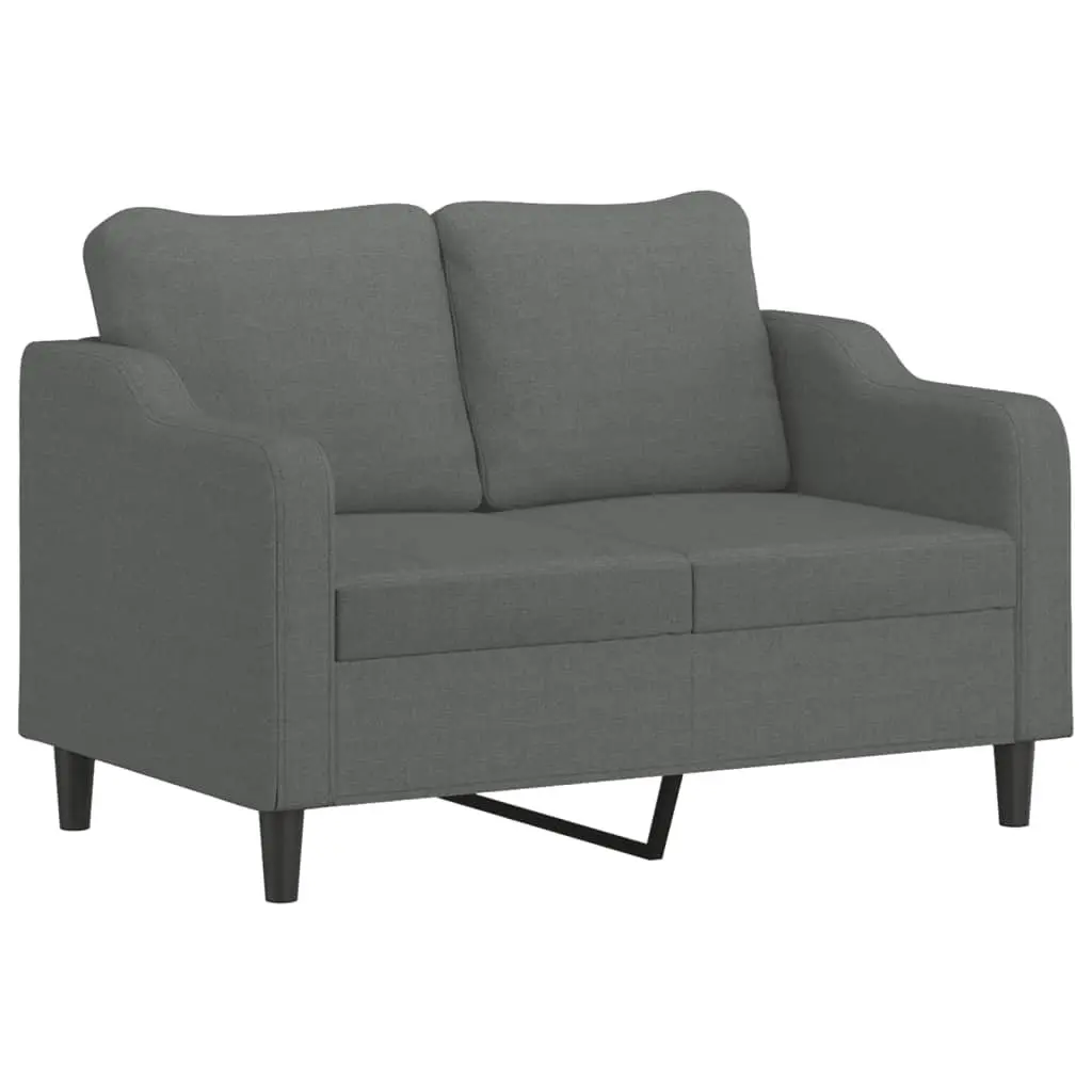3 Piece Sofa Set Fabric Grey with Footstool and Pillows