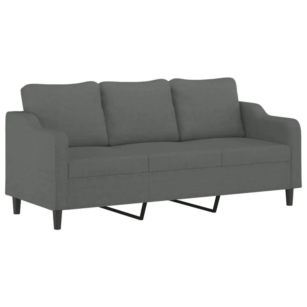 3 Piece Sofa Set Fabric Grey with Footstool and Pillows