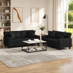 Practical 2 Piece Black Sofa Set for Any Room