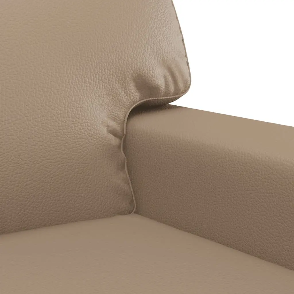 2 Piece Sofa Set with Throw Pillows Brown Faux Leather Lounge Couch Suite