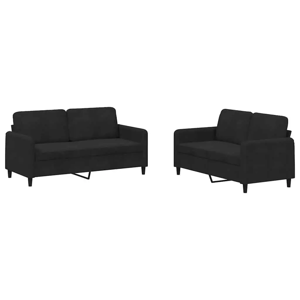 2 Piece Sofa Set Velvet Black