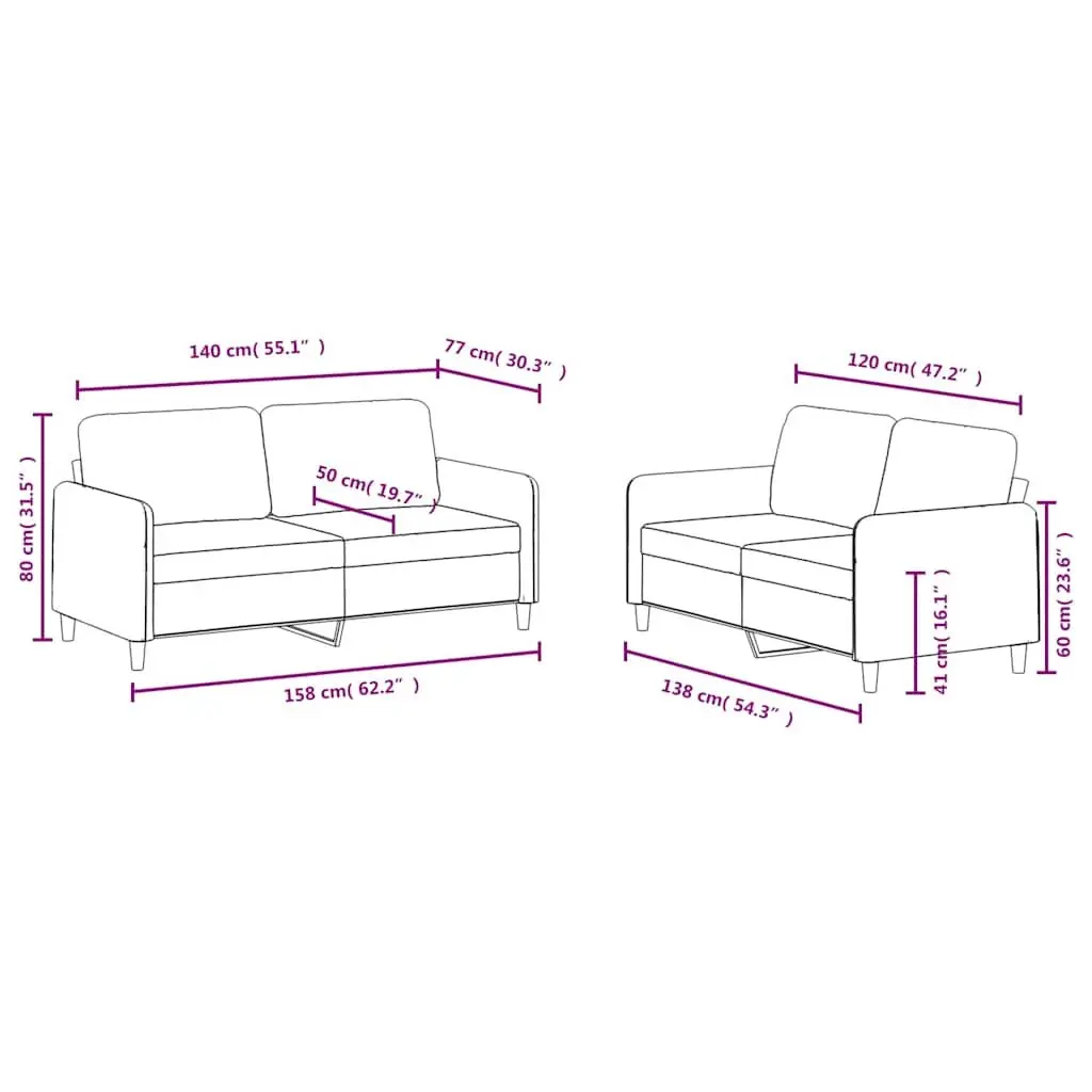 2 Piece Sofa Set Velvet Black