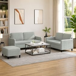 Functional 3-Piece Grey Velvet Sofa Set for Any Room