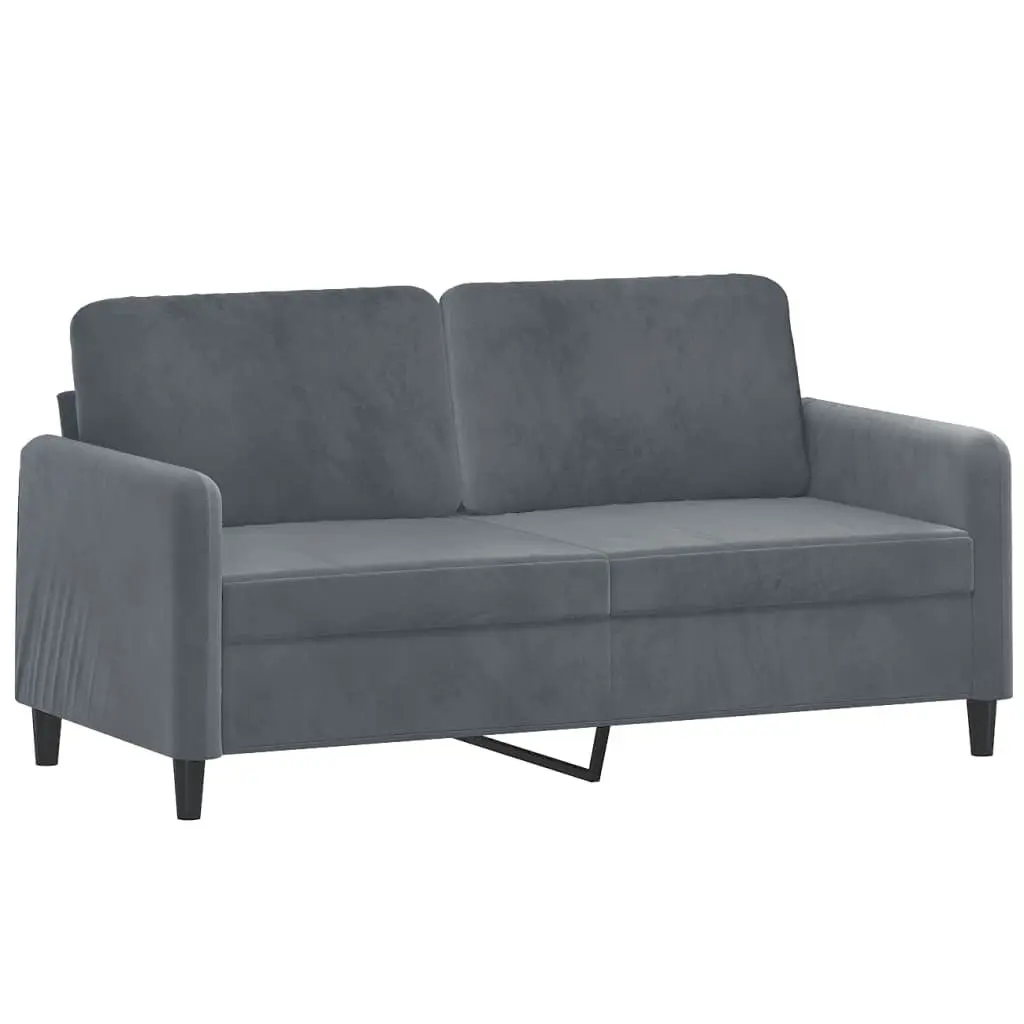 3 Piece Sofa Set Grey Velvet Lounge Suite with Footstool Living Room Furniture