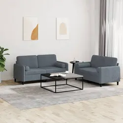 Practical 2 Piece Grey Velvet Sofa Set for Everyday Use