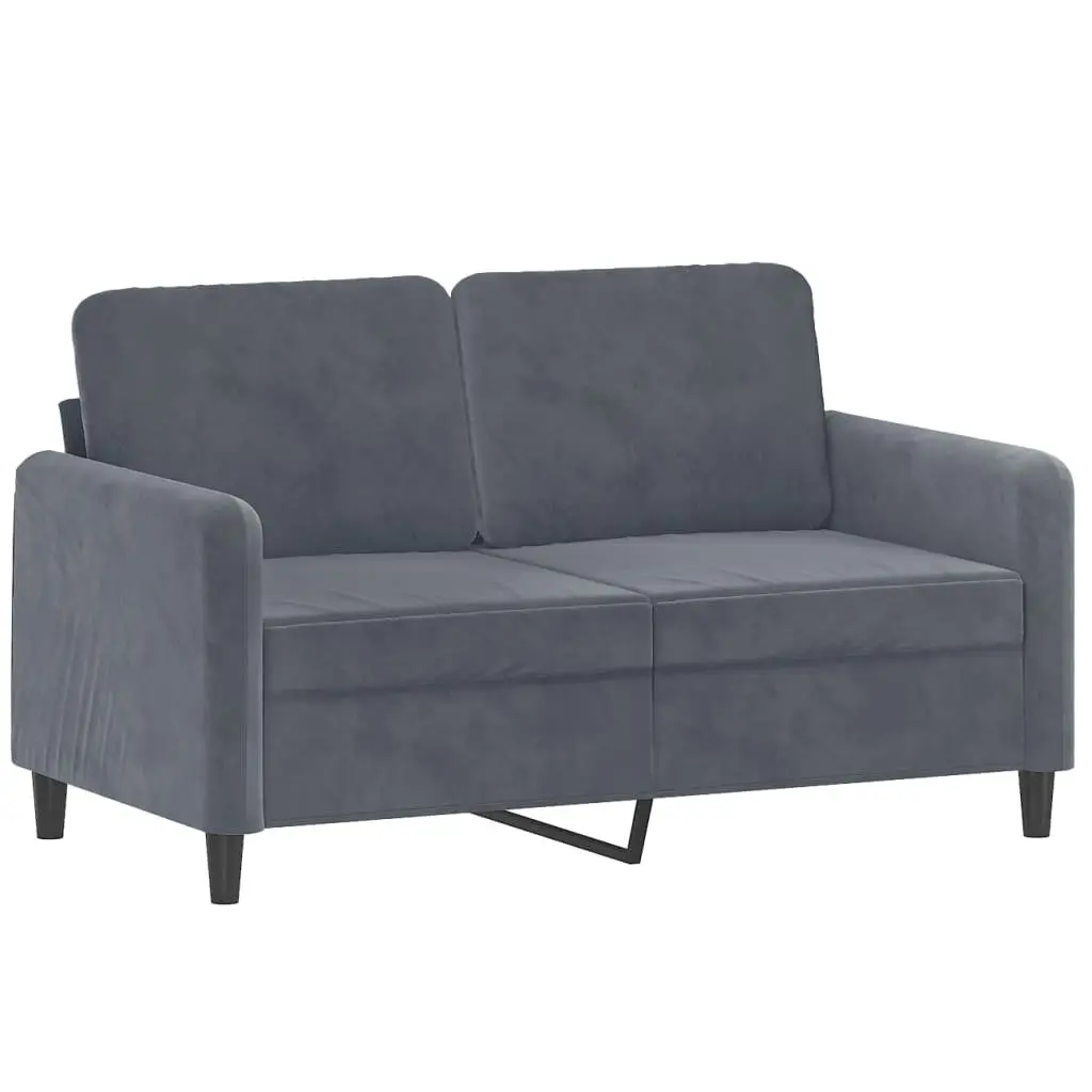2 Piece Sofa Set Grey Velvet with Pillows Comfortable Seating Living Room