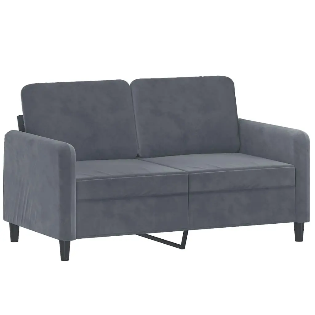 3 Piece Sofa Set Grey Velvet with Pillows Footstool Living Room Furniture