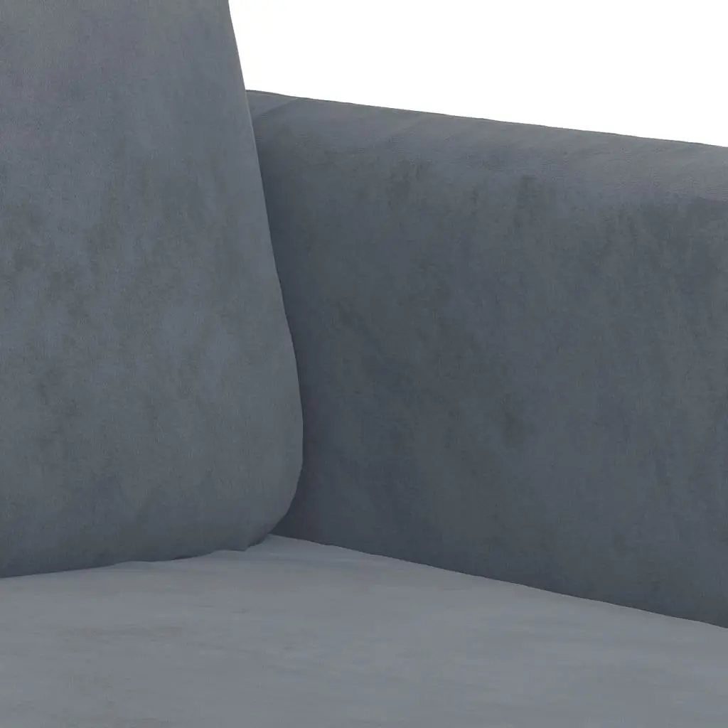 3 Piece Sofa Set Grey Velvet with Pillows Footstool Living Room Furniture