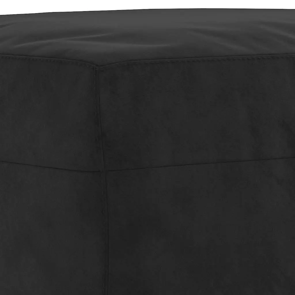 3 Piece Sofa Set Black Velvet with Pillows Footstool Living Room Furniture