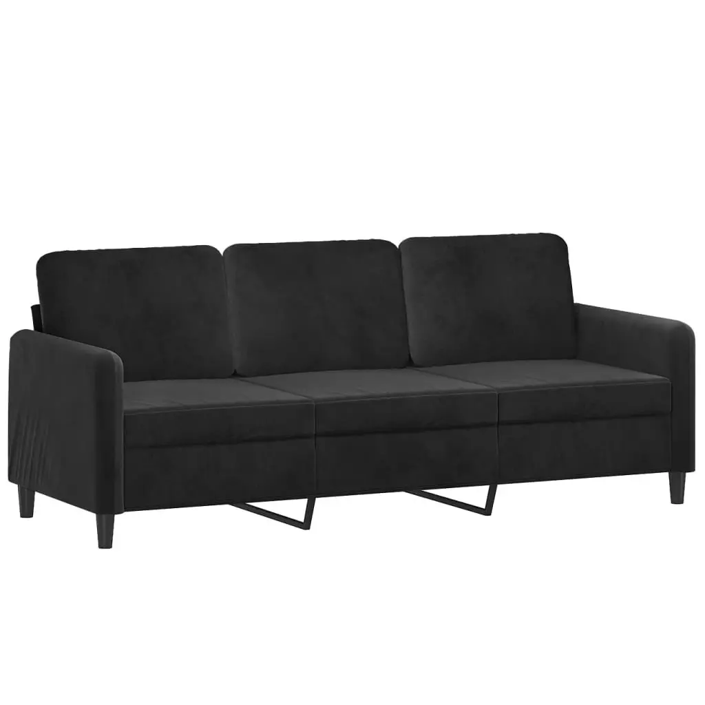 2 Piece Sofa Set Black Velvet Lounge Suite Comfortable Seating Living Room