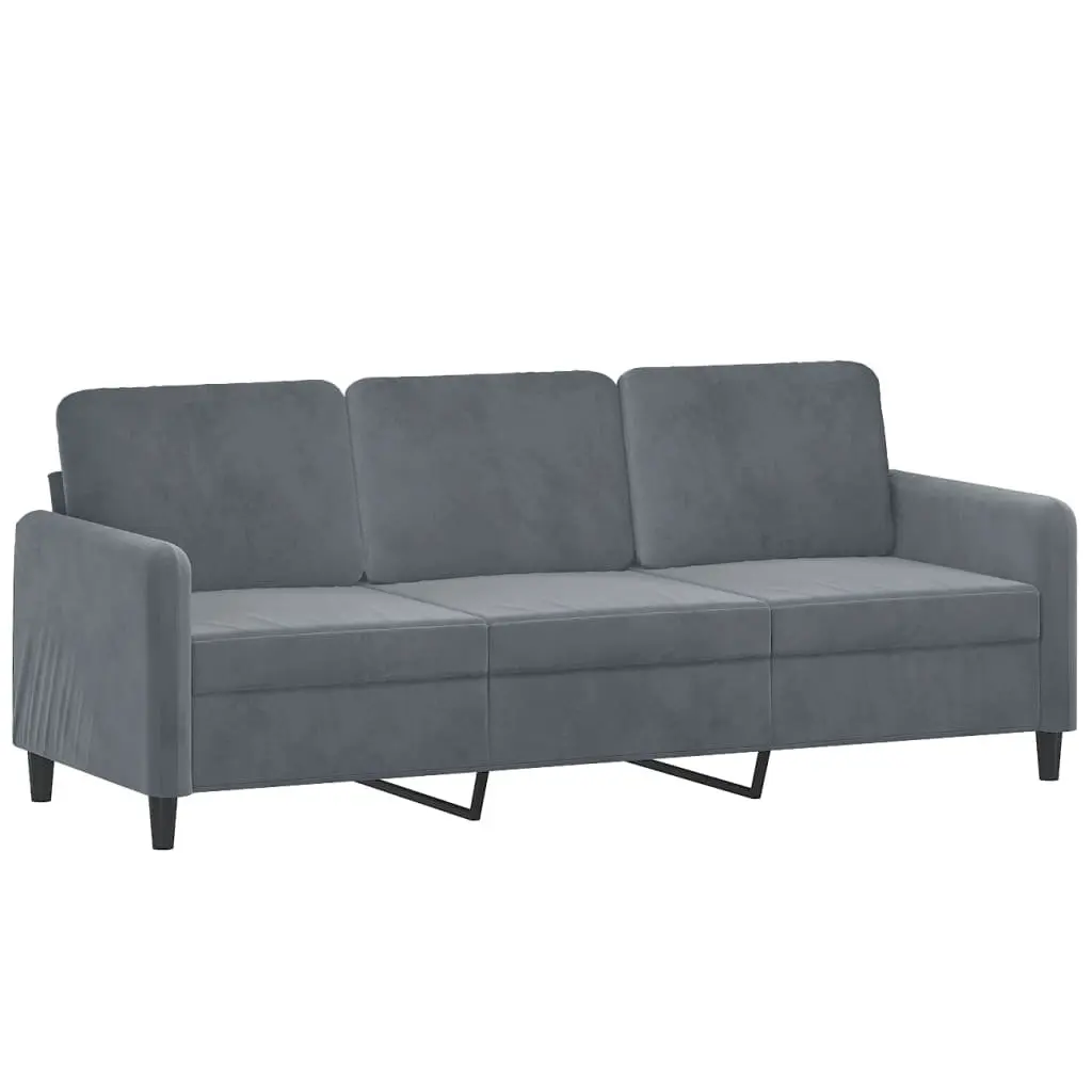 3 Piece Sofa Set Grey Velvet Lounge Couch Armchair Footstool Living Room