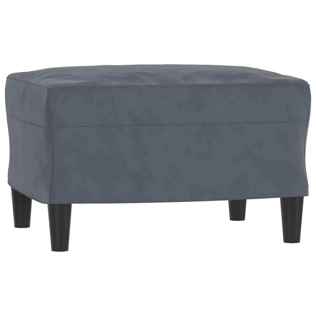 3 Piece Sofa Set Grey Velvet Lounge Couch Armchair Footstool Living Room
