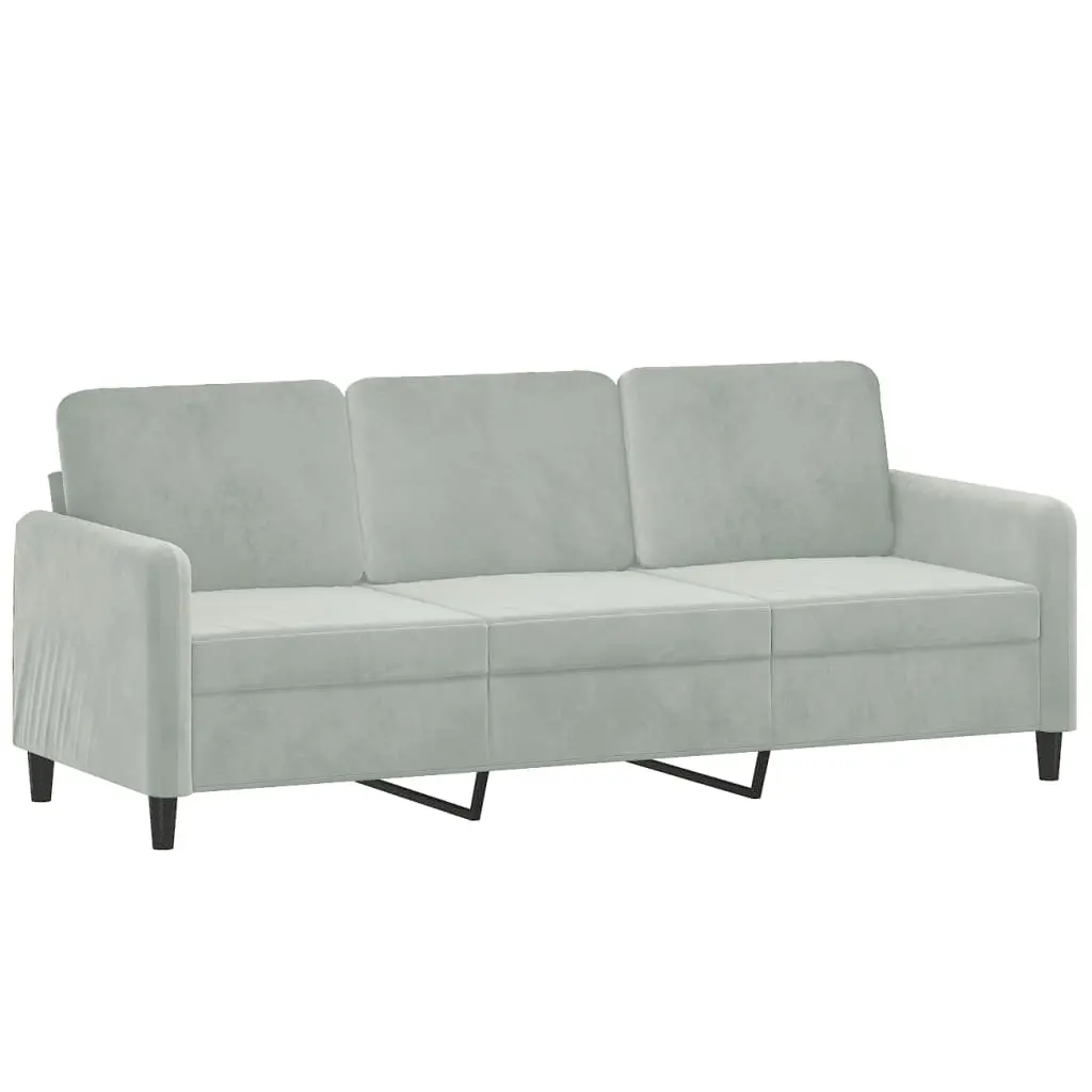 2 Piece Sofa Set Velvet Light Grey Modern Living Room Furniture