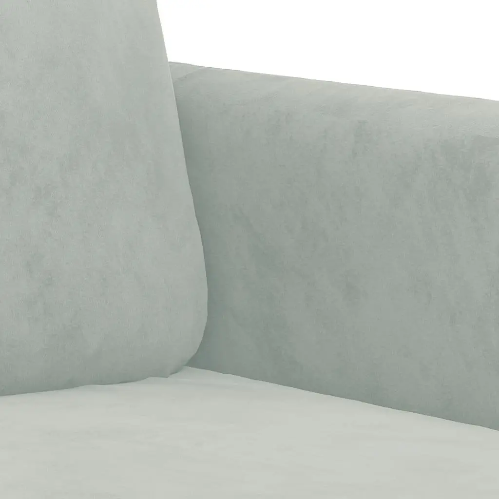 3 Piece Sofa Set Velvet Grey Couch with Pillows Footstool
