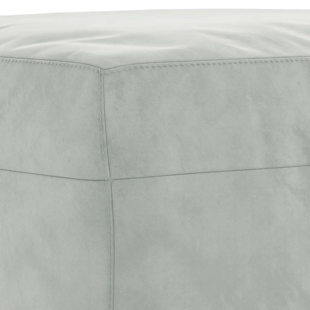 3 Piece Sofa Set Velvet Grey Couch with Pillows Footstool