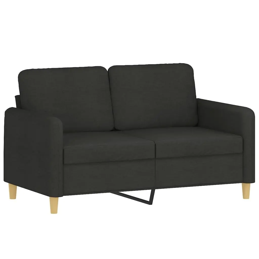 4 Piece Sofa Set with Cushions Footstool Black Fabric Living Room Seating