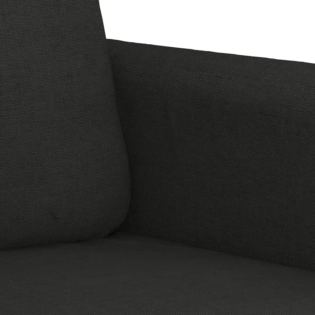 4 Piece Sofa Set with Cushions Footstool Black Fabric Living Room Seating