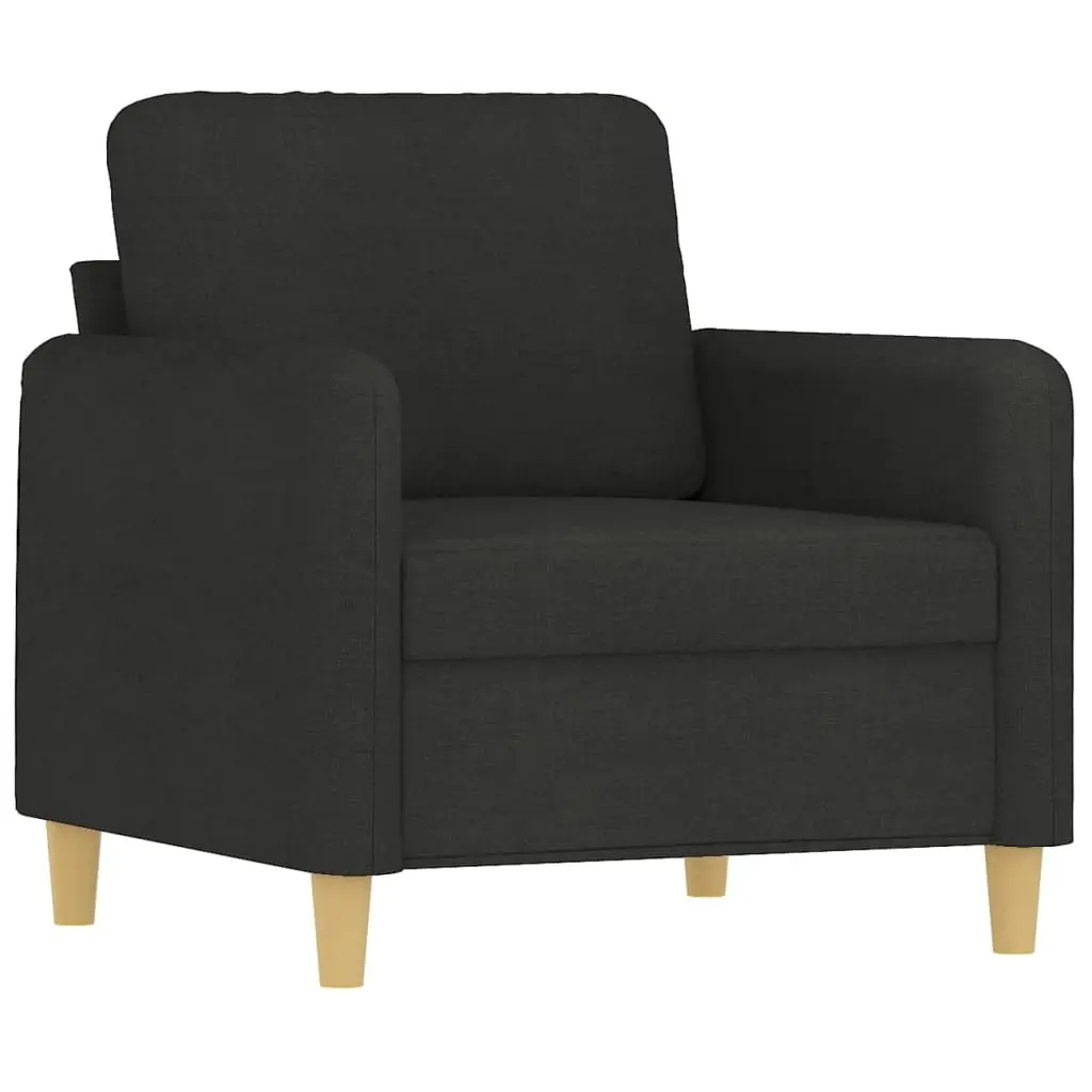 3 Piece Sofa Set Black Fabric Upholstery