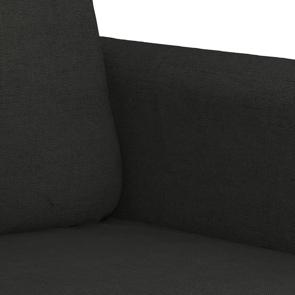 Sofa Set Fabric Black 4 Piece Couch with Throw Pillows and Footstool