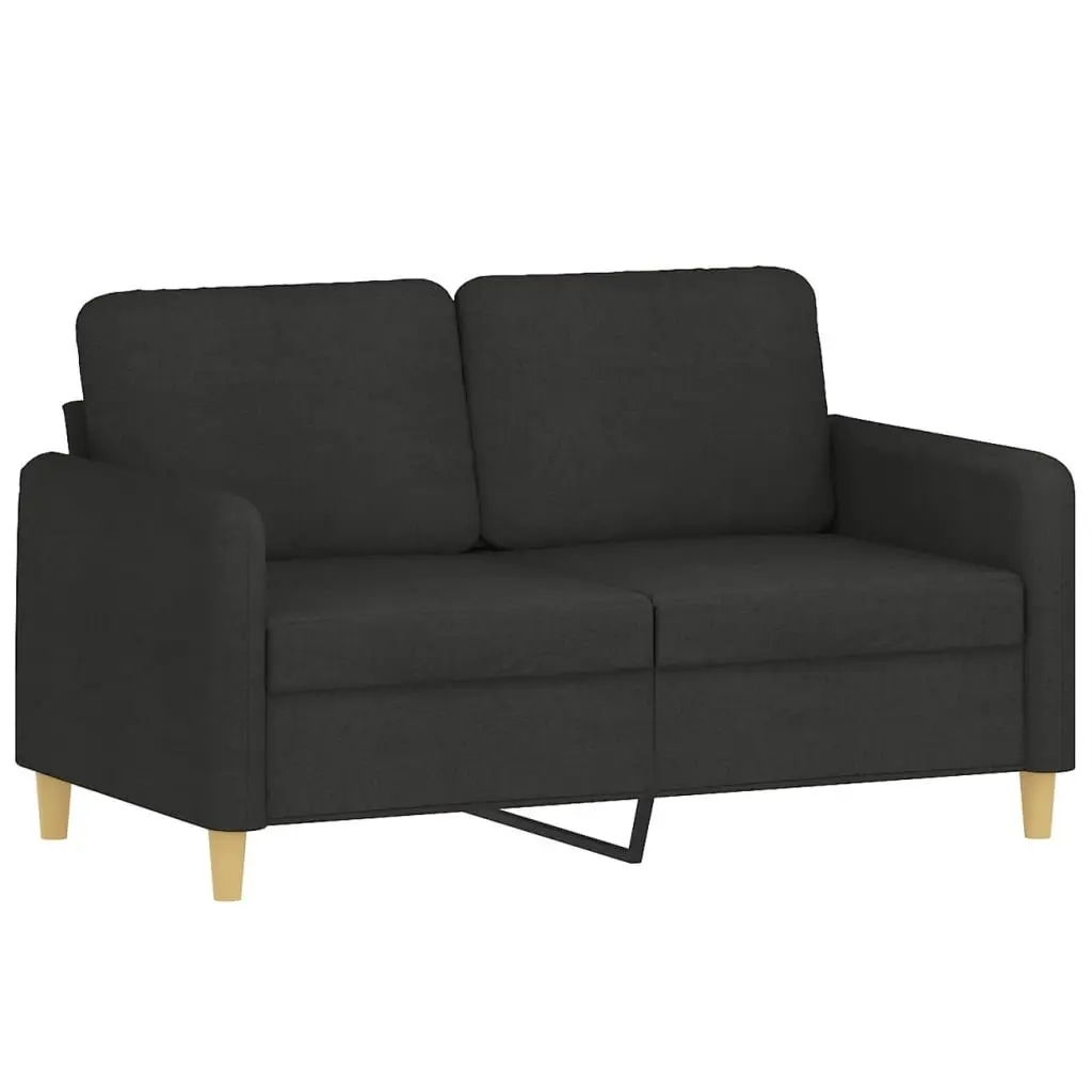 2 Piece Sofa Set Black Fabric Durable Couch Living Room Seating Cushions