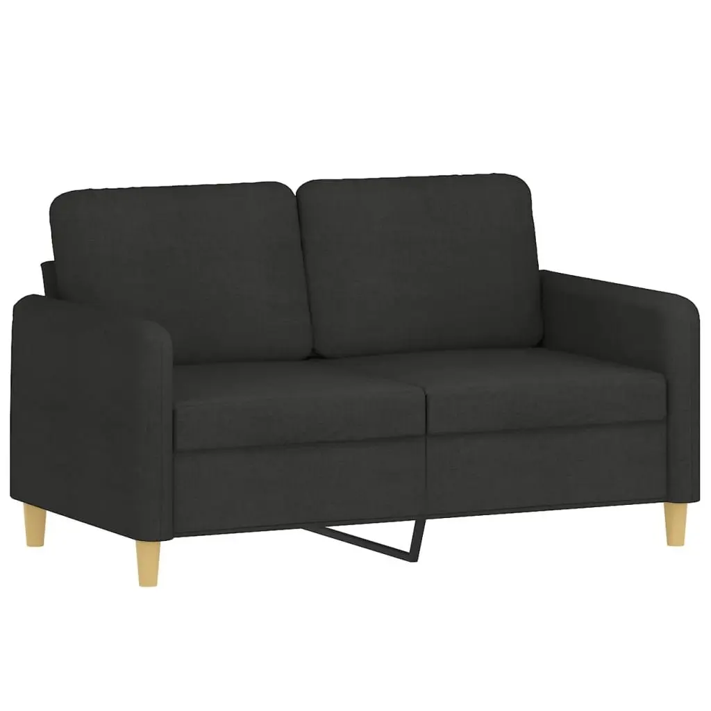 2 Piece Sofa Set with Pillows Black Fabric Couch Living Room Seating Suite