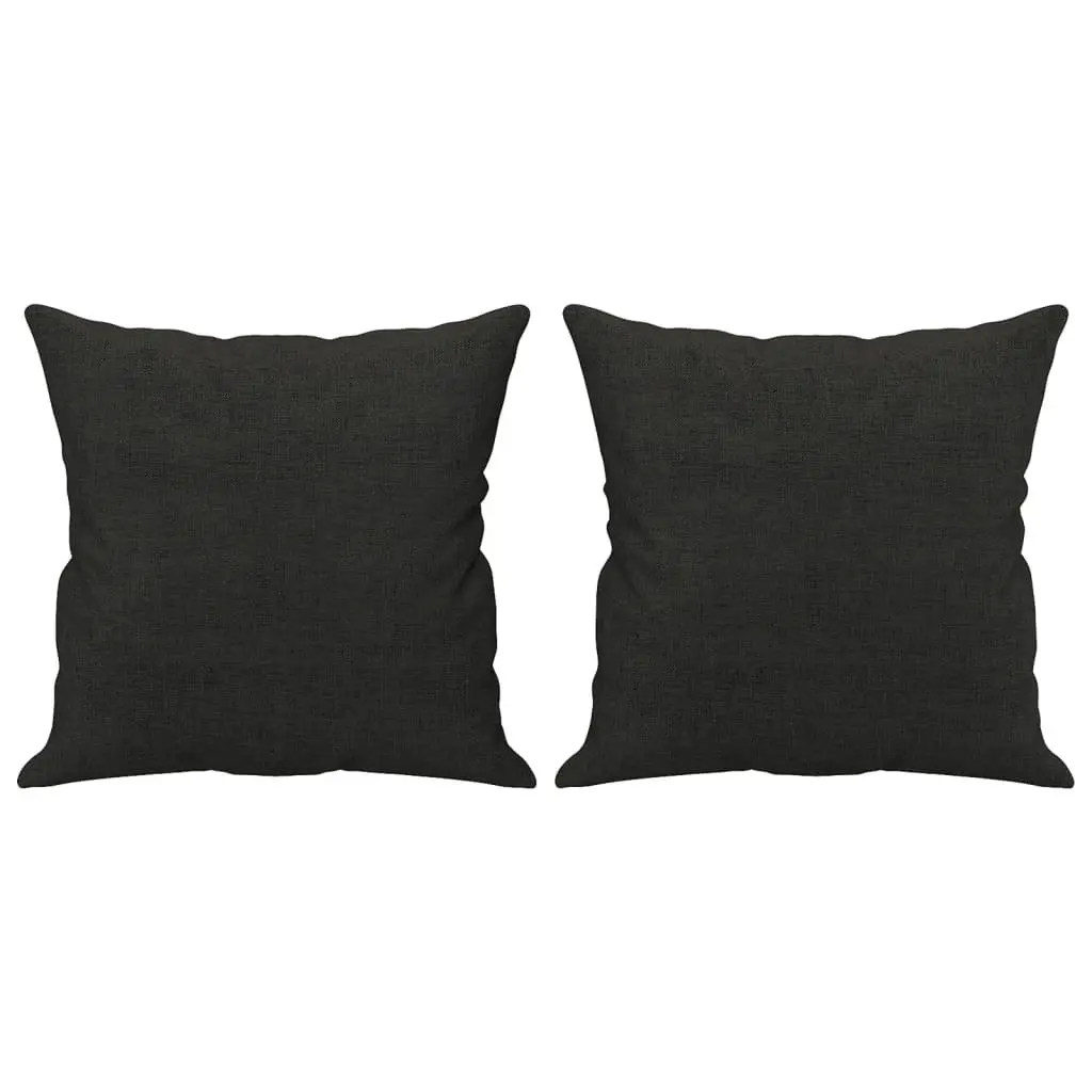 2 Piece Sofa Set with Pillows Black Fabric Couch Living Room Seating Suite