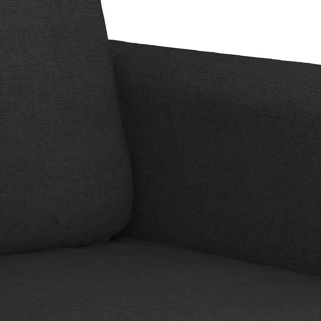 2 Piece Sofa Set with Pillows Black Fabric Couch Living Room Seating Suite