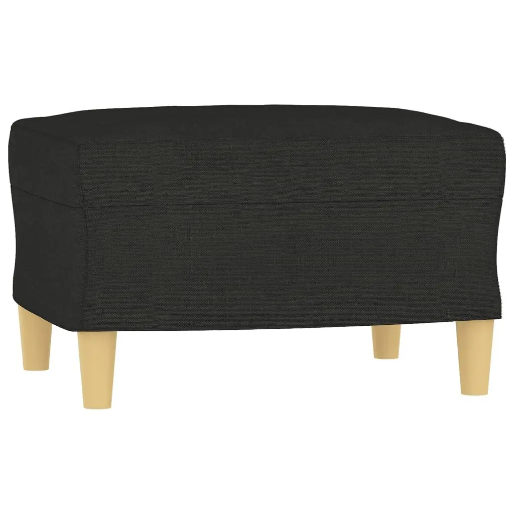 3 Piece Sofa Set Black Fabric Plywood and Metal Compact Living Room Couch