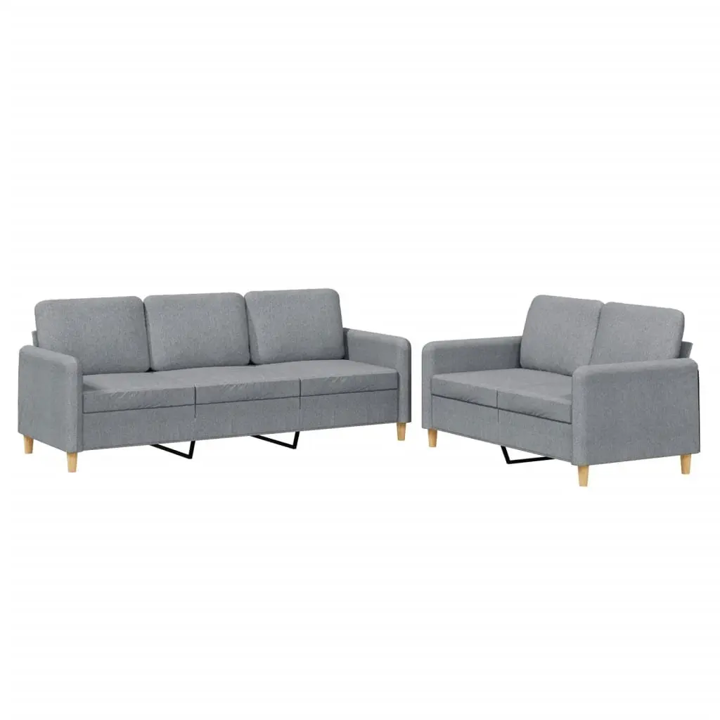 Grey Fabric Sofa Set 2 Piece Living Room Lounge Suite with Cushions