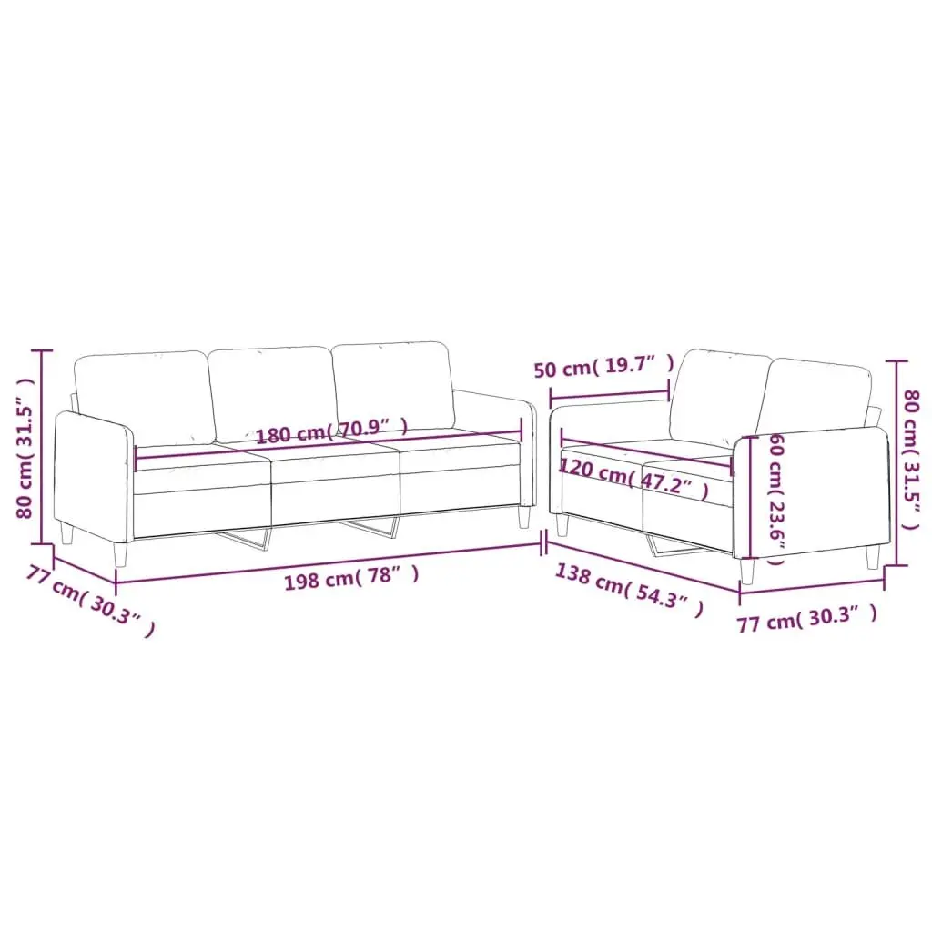 2 Piece Sofa Set Dark Grey Fabric Lounge Suite Comfortable Padded Cushions