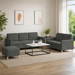Compact Grey Fabric Sofa Set for Living Room Needs