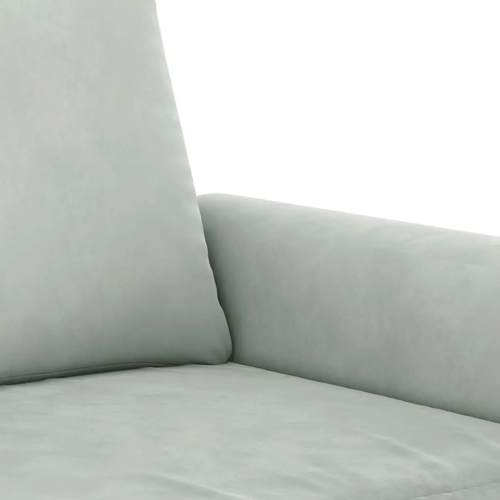 3 Piece Sofa Set Velvet Grey Cushioned Armchair Couch Living Room