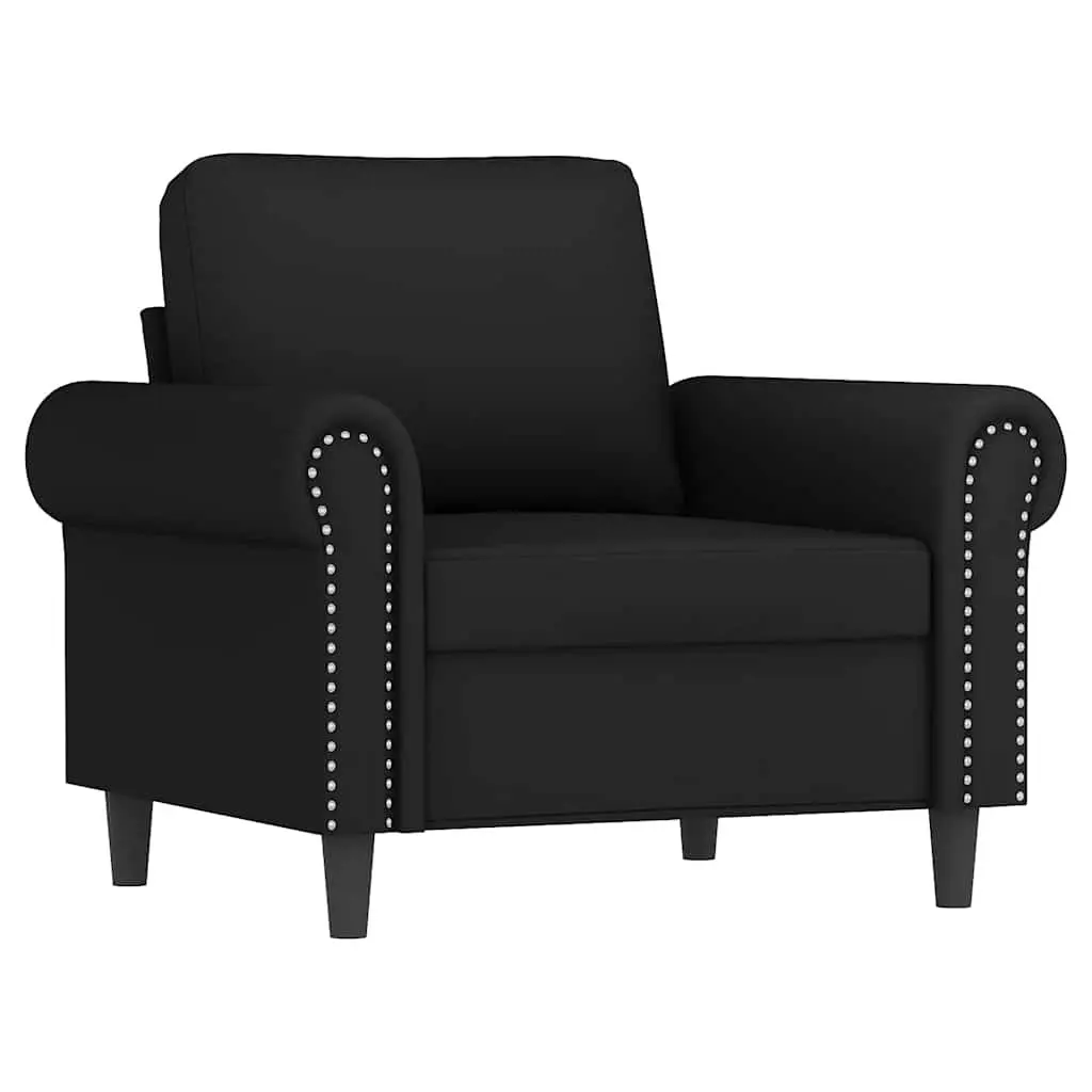 4 Piece Living Room Sectional Sofa Set Black Velvet Upholstery Plywood and Metal Frame