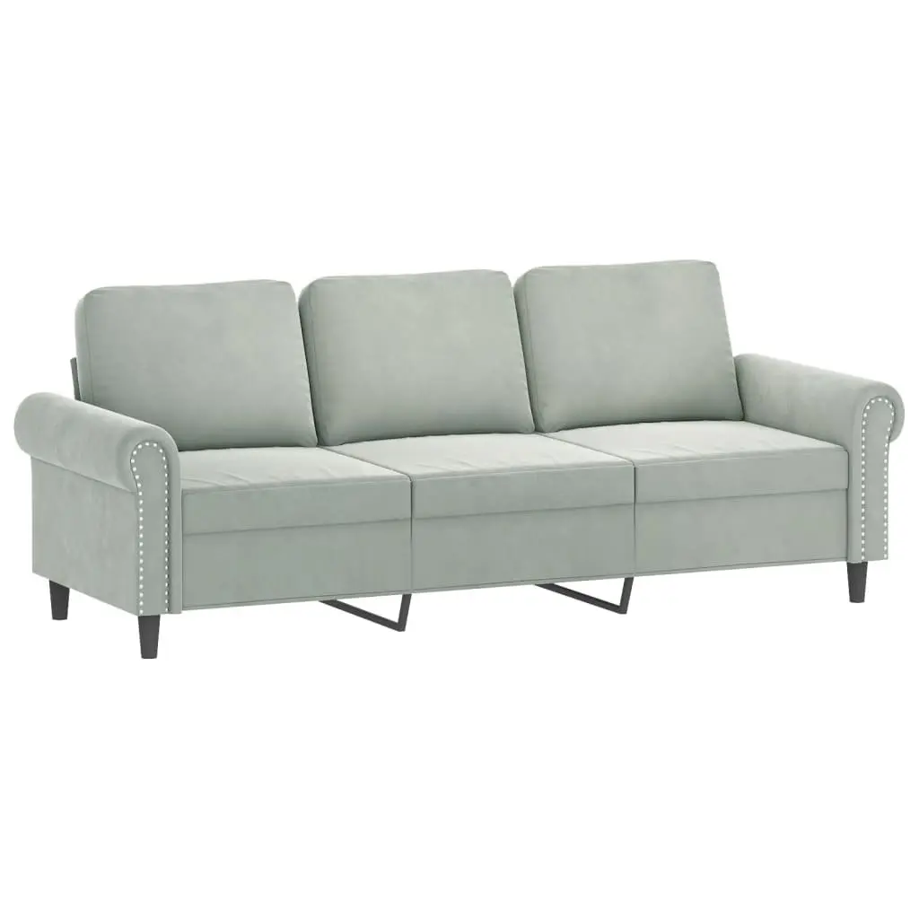 3 Piece Sofa Set Velvet Grey Couch