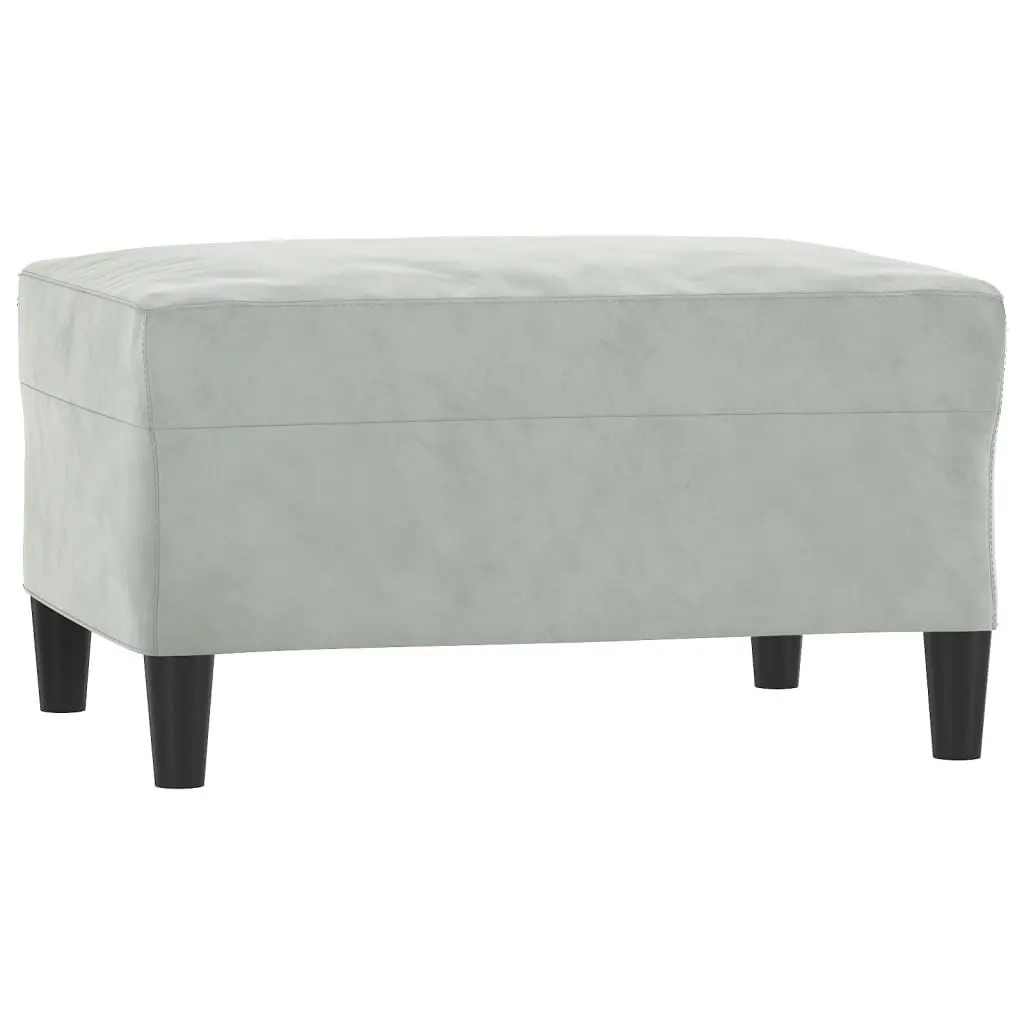 4 Piece Sofa Set Velvet Grey with Throw Pillows and Footstool