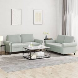 Comfortable 2 Piece Sofa Set in Grey Velvet for Your Home