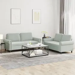 Comfortable 2 Piece Sofa Set in Grey Velvet for Your Home