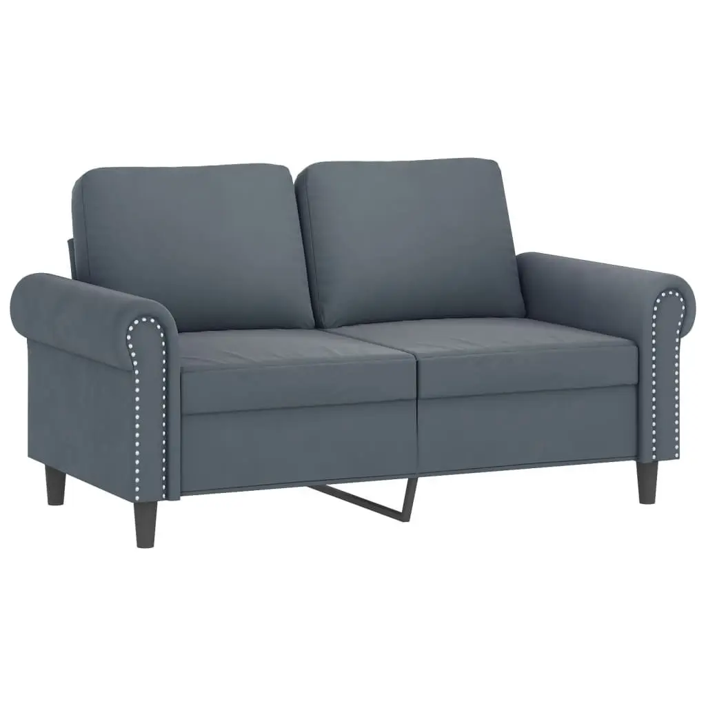 2 Piece Sofa Set Grey Velvet Cushions Comfortable Living Room Seating Furniture