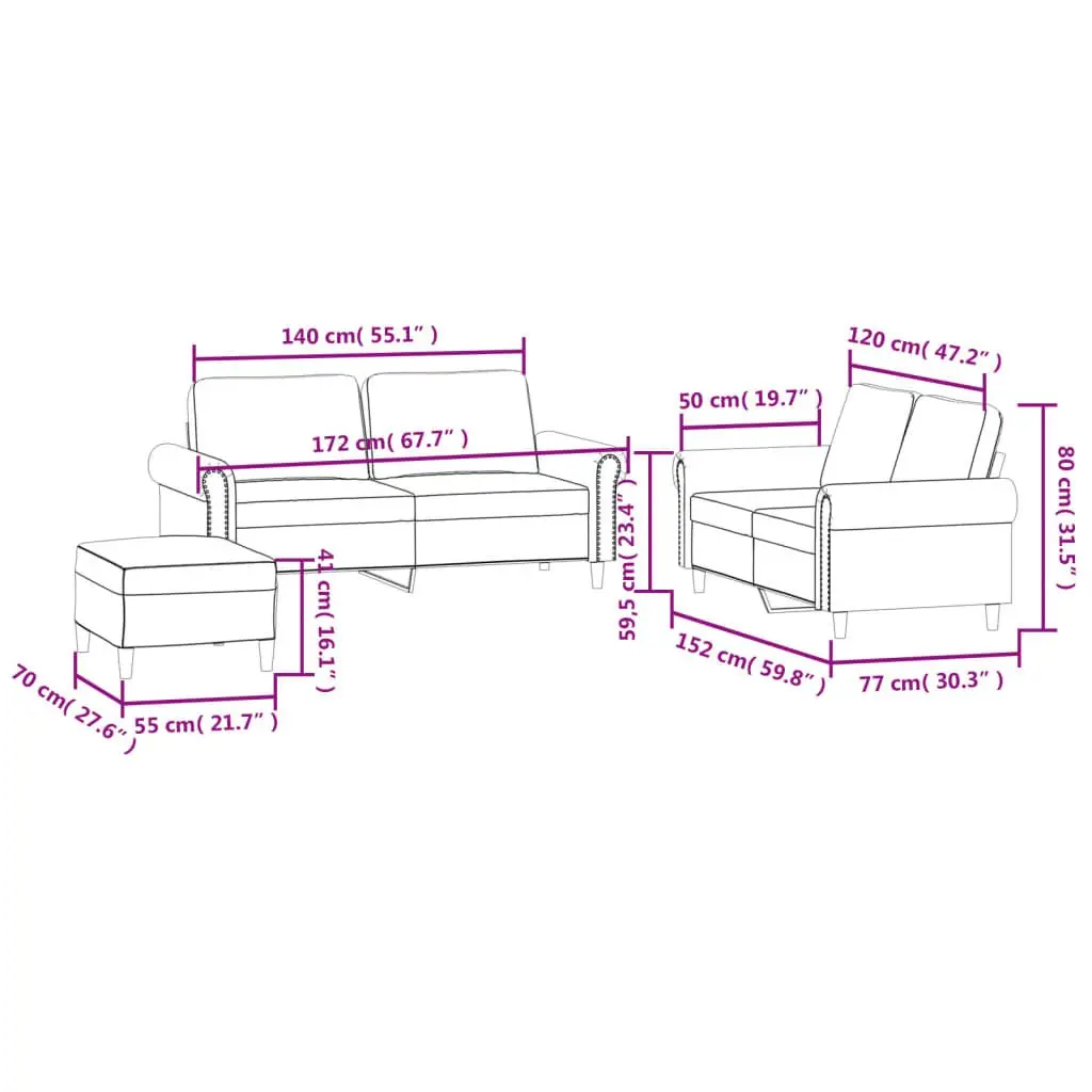 3 Piece Sofa Set for Living Room Use