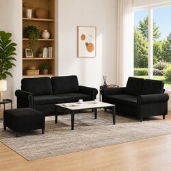 Compact 3 Piece Velvet Sofa Set for Any Living Area