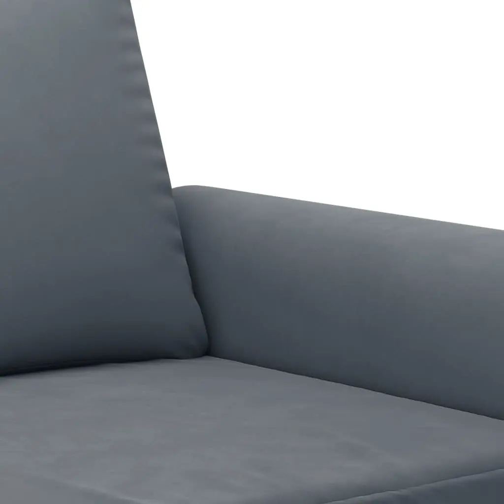 3 Piece Sofa Set Grey Velvet Couch with Pillows Footstool Living Room Furniture