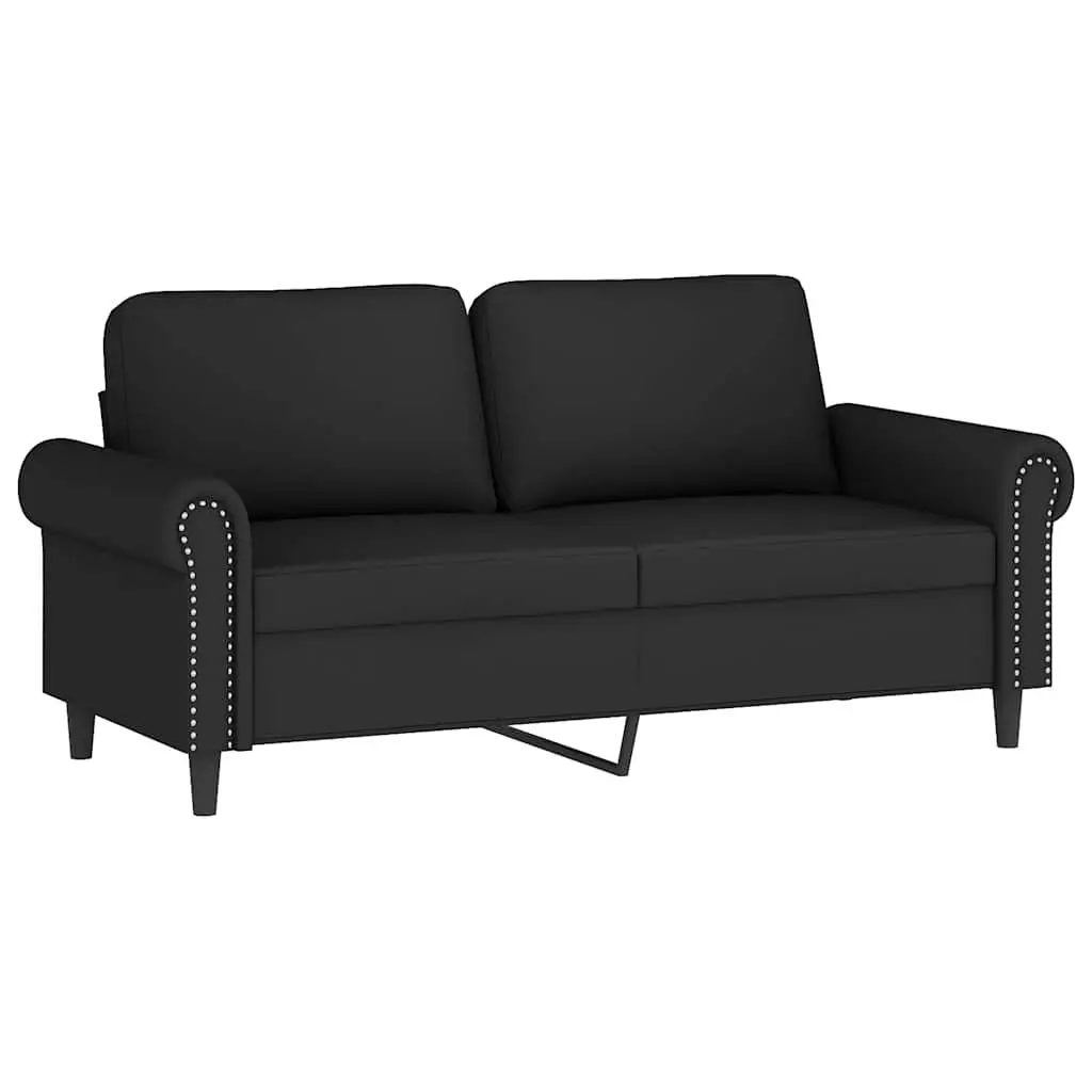 3 Piece Sofa Set Velvet Upholstery Compact Size Black