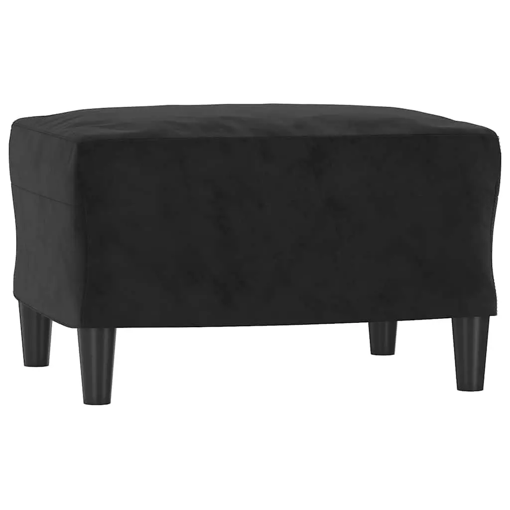 3 Piece Sofa Set Velvet Upholstery Compact Size Black