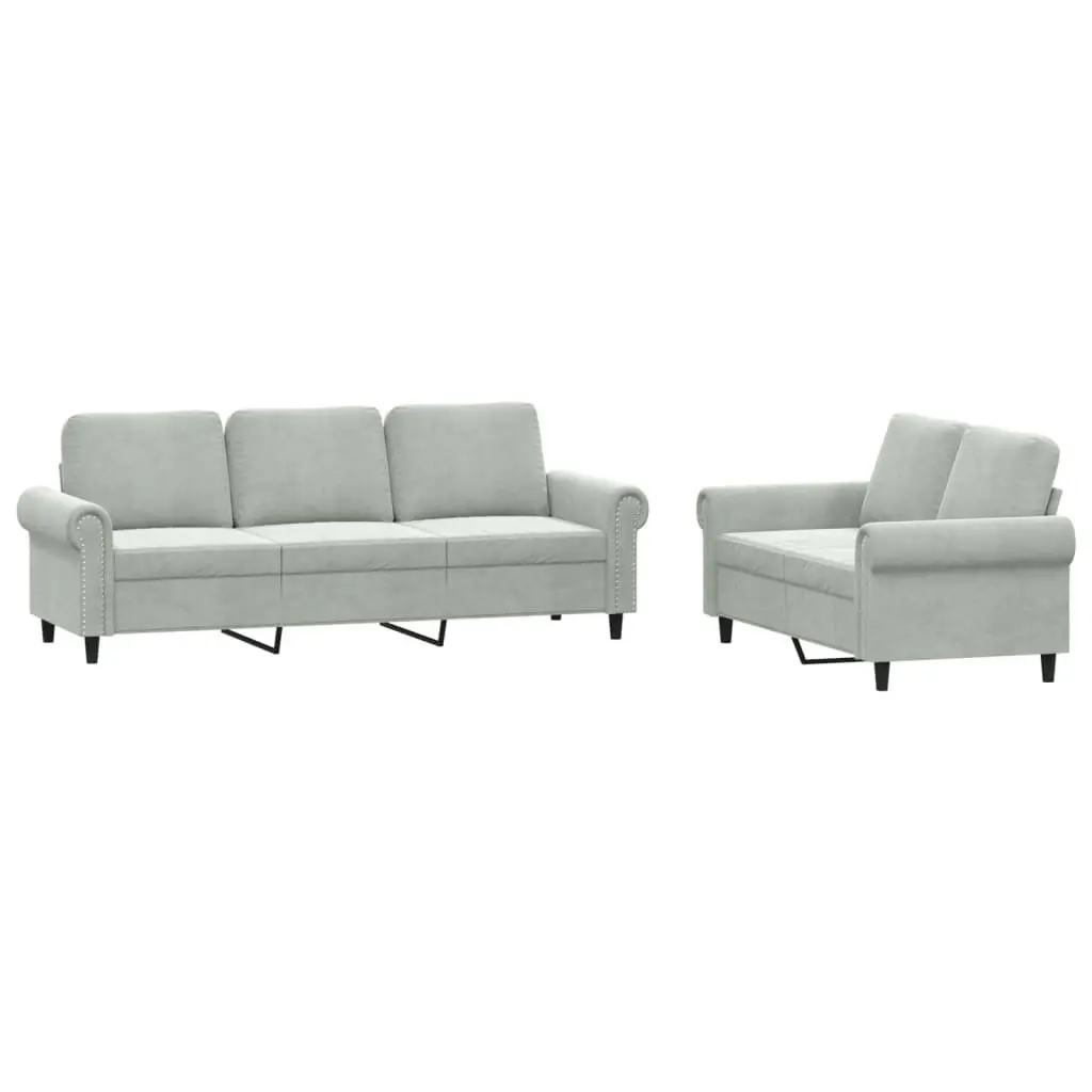 2 Piece Sofa Set Velvet Grey
