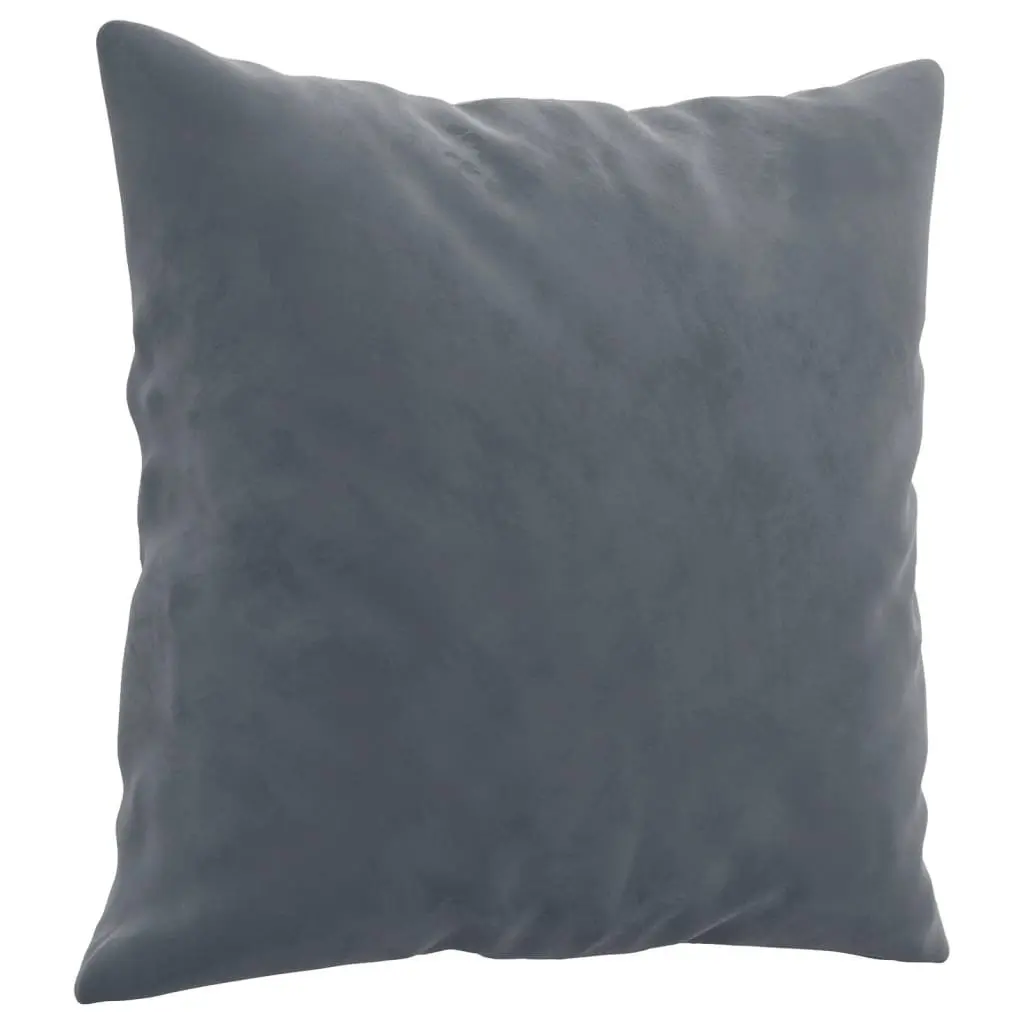2 Piece Velvet Sofa Set Grey Upholstery Lounge Suite with Throw Pillows
