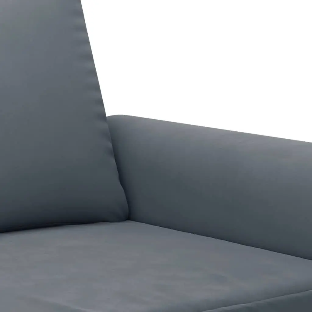 2 Piece Velvet Sofa Set Grey Upholstery Lounge Suite with Throw Pillows