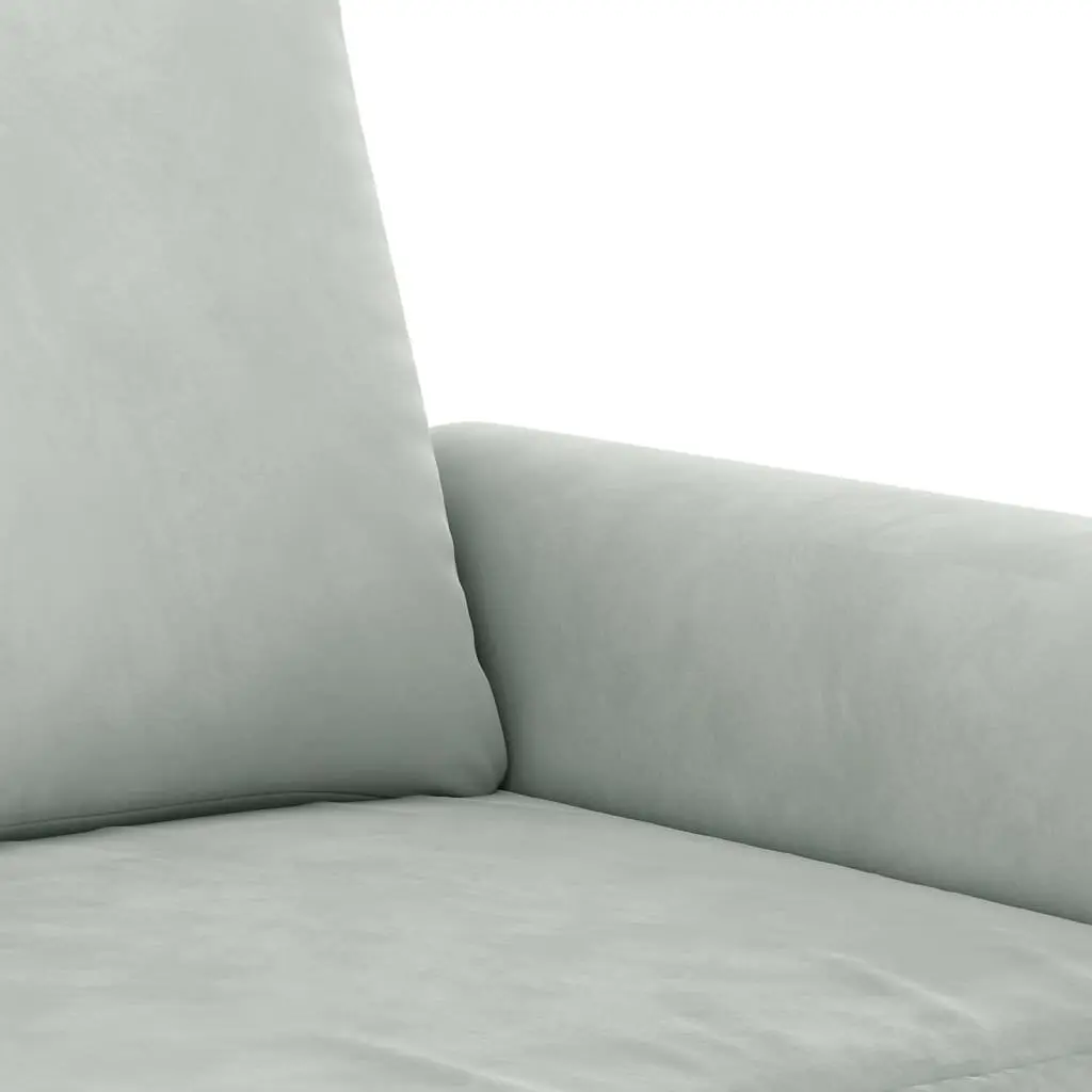 3 Piece Sofa Set Grey Velvet Couch with Throw Pillows Footstool Living Room