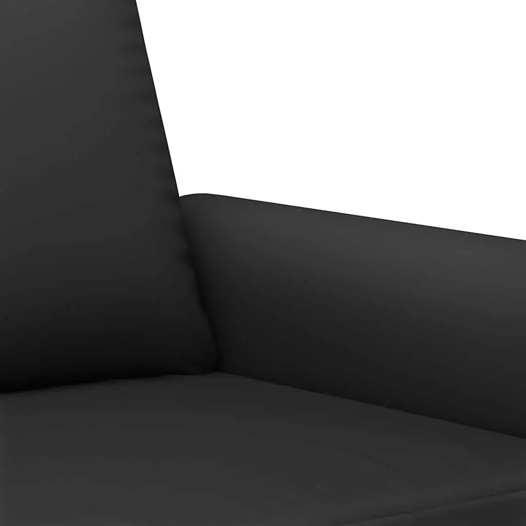 3 Piece Sofa Set with Throw Pillows and Footstool Black Velvet Living Room